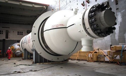 Subsea oilfield equipment being loaded for shipment
